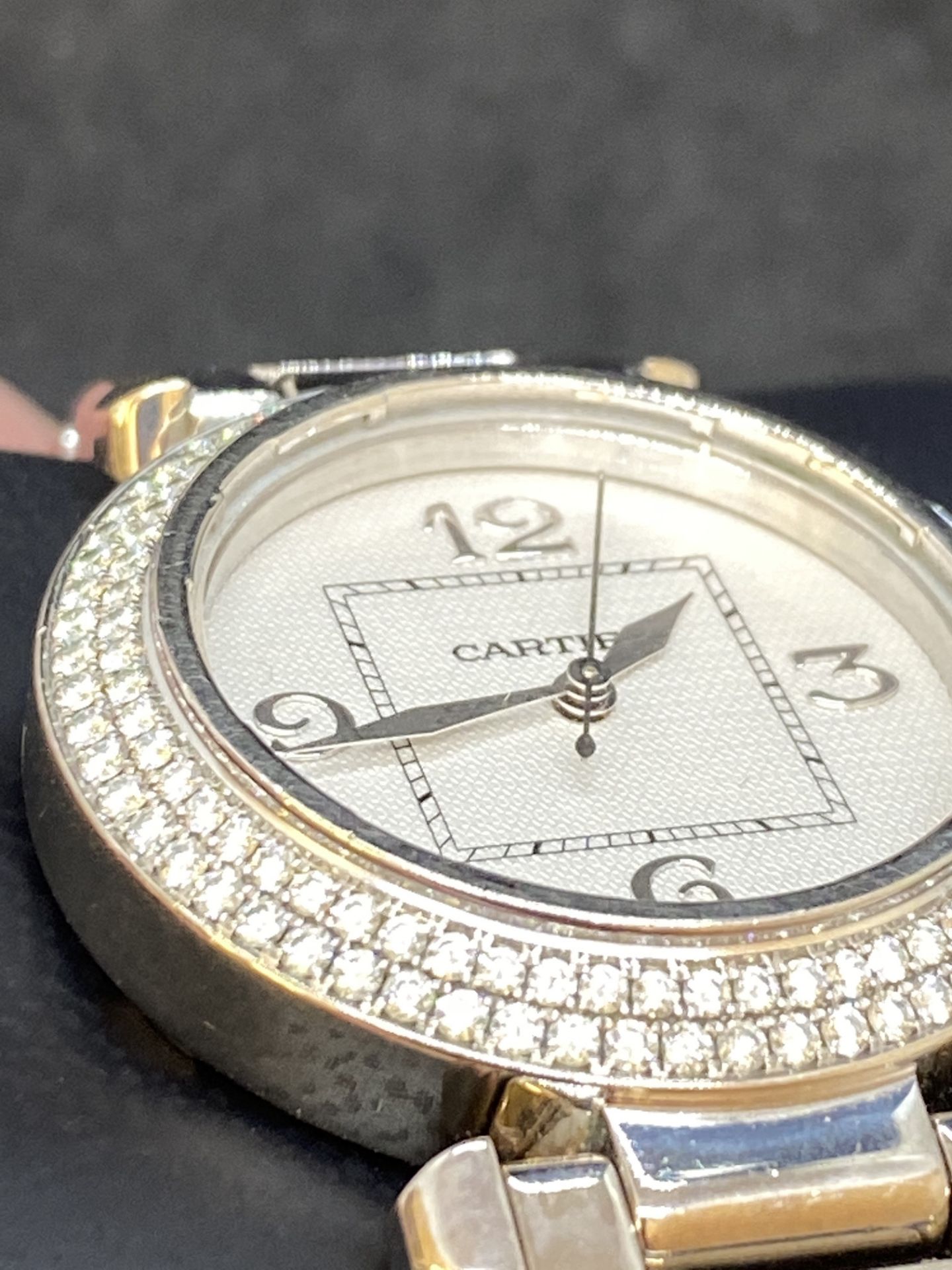 RARE 18ct WHITE GOLD CARTIER PASHA DIAMOND SET WATCH - Image 5 of 11