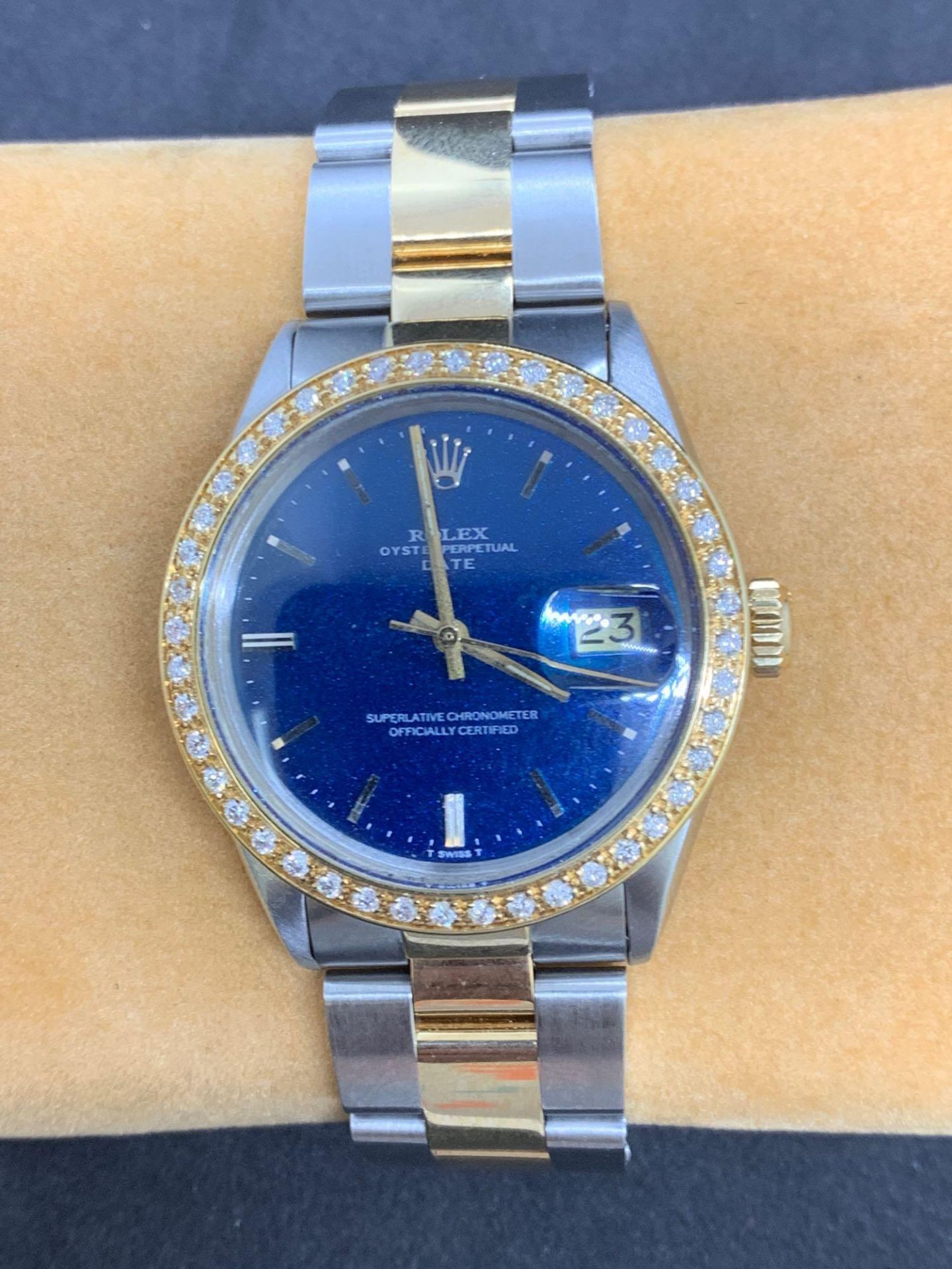 Rolex 34mm Steel & Gold Rolex Set with Diamond Bezel Some parts maybe aftermarket such as bezel - Image 2 of 6