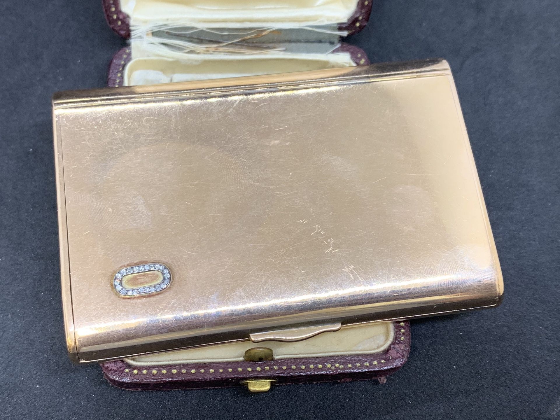 RARE RUSSIAN HALLMARK DIAMOND SET CARD CASE - 142 GRAMS 14ct GOLD