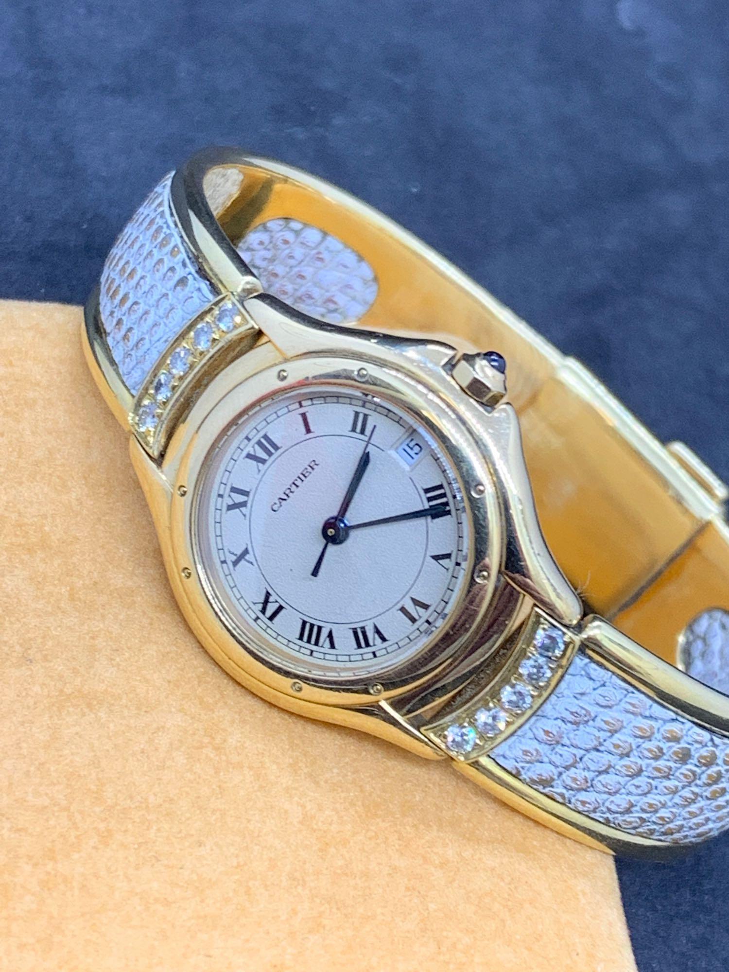 Unusual Cartier Ladies 18ct Gold Watch - Diamond Set - 62g