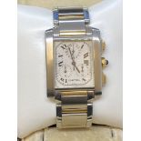 GENTS CARTIER CHRONO TANK FRANCAISE STEEL & GOLD WATCH