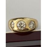 GENTS 18ct GOLD 1.75ct 3 TONE DIAMOND GYPSY RING