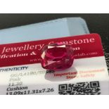 PINK STONE WITH CARD MARKED SAPPHIRE