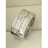 PLATINUM 950 1.50ct 2 ROW DIAMOND SET BAND RING