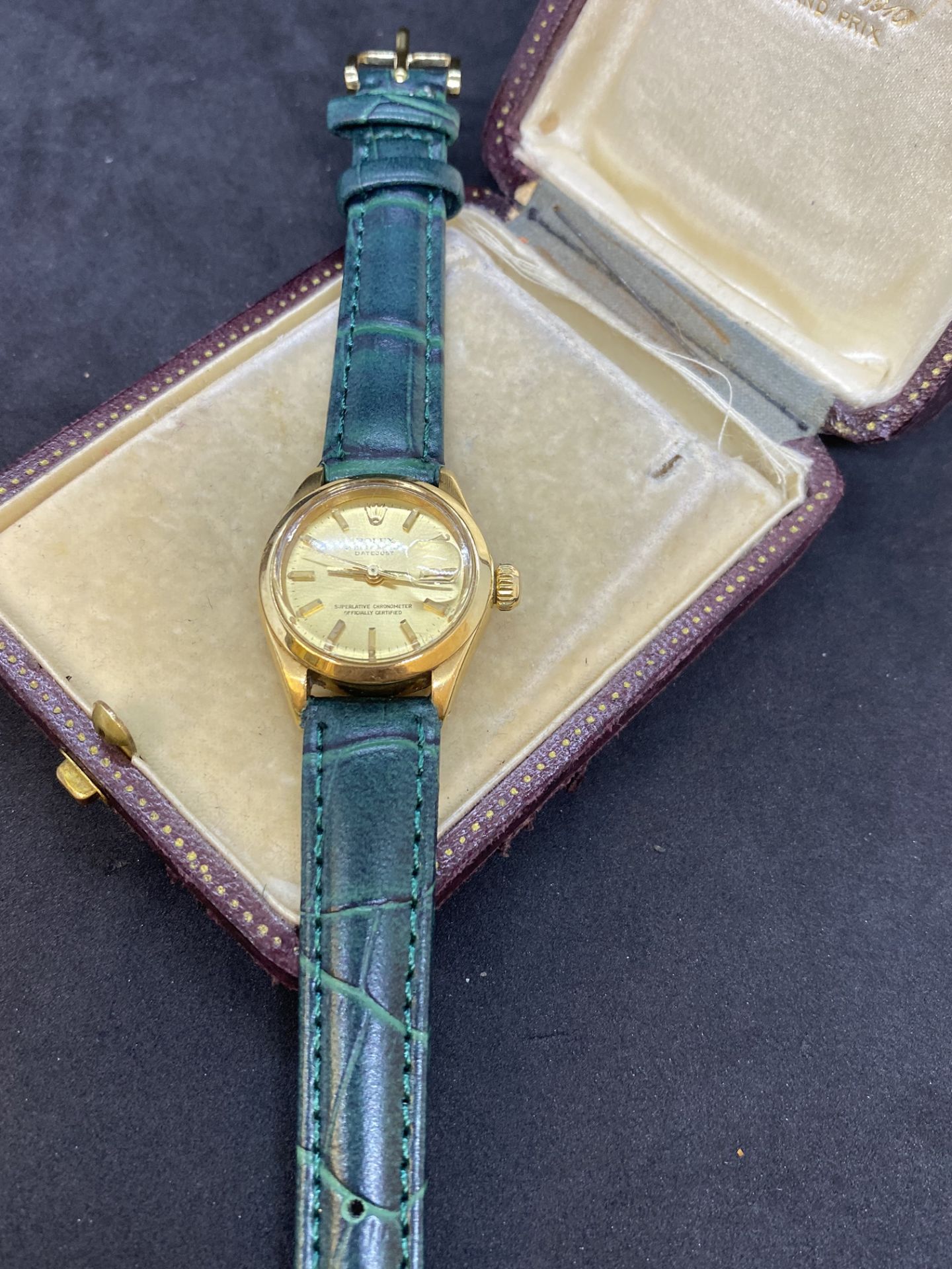 18ct GOLD ROLEX WATCH ON LEATHER STRAP - Image 4 of 8