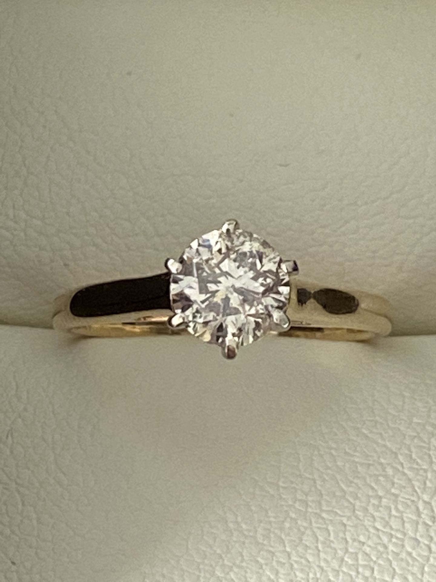 14ct YELLOW GOLD & PLATINUM 1.00ct DIAMOND SOLITAIRE RING