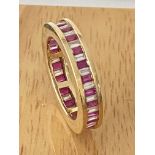 18ct YELLOW GOLD 1.00ct RUBY & 1.00ct DIAMOND FULL ETERNITY RING