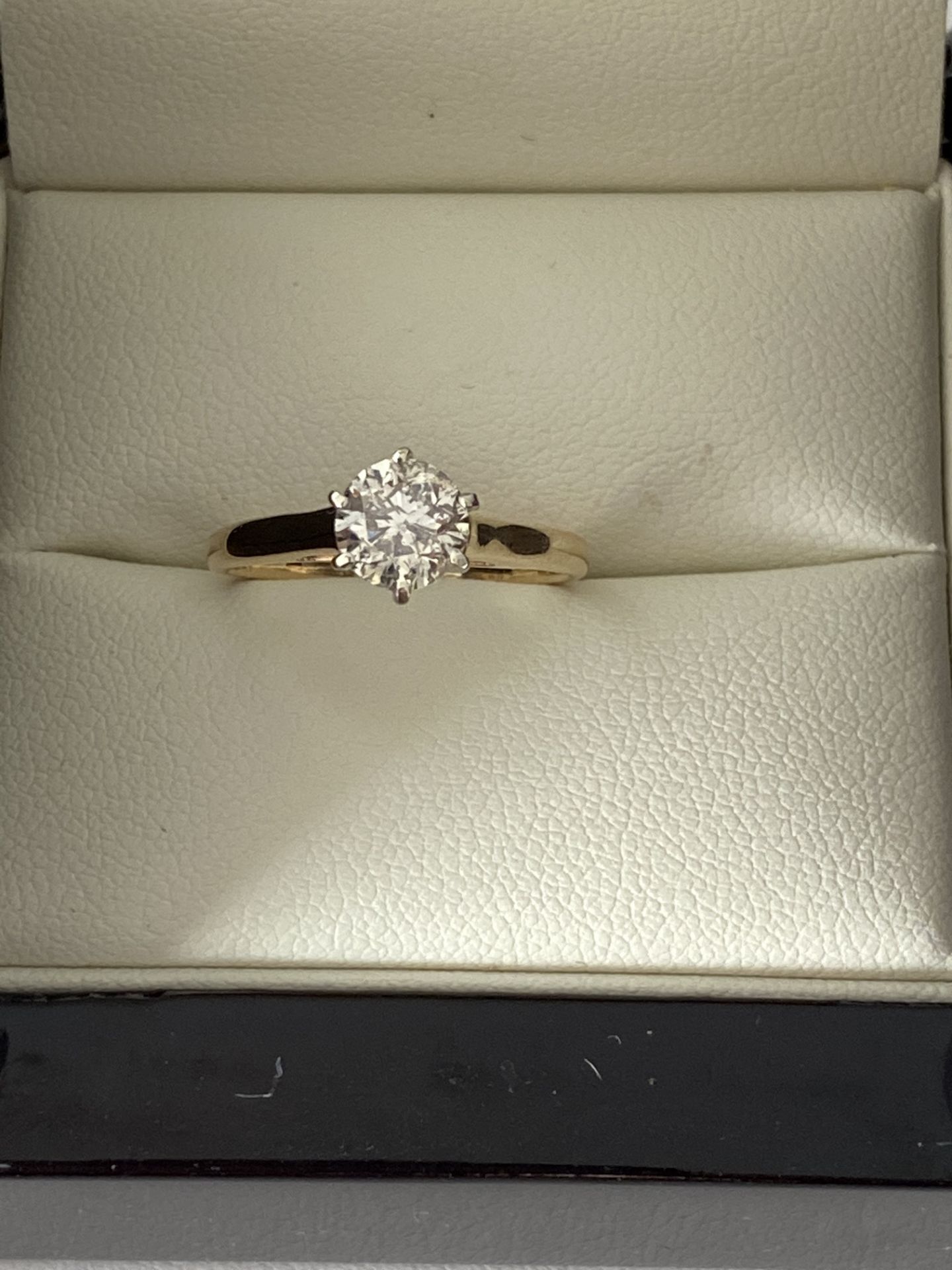 14ct YELLOW GOLD & PLATINUM 1.00ct DIAMOND SOLITAIRE RING - Image 3 of 4