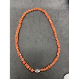 CORAL NECKLACE WITH SILVER CLASP