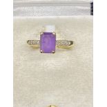 9ct GOLD AMETHYST & DIAMOND RING