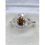 18ct WHITE GOLD 1.50ct APPROX WHITE & FANCY CONGAC DIAMOND SET RING