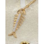 14ct Gold Diamond Set Fish Pendant