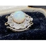 ANTIQUE OPAL & BRILLIANT CUT DIAMOND CLASP