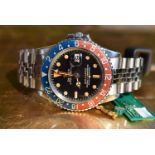 *Vintage* VERY RARE 1968 Rolex GMT Master Pepsi Ref. 1675 'Red Back, Fat Serif'