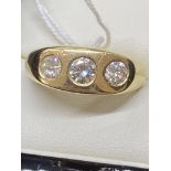 18ct YELLOW GOLD 0.85ct 3 STONE DIAMOND SET RING - 8.44 GRAMS