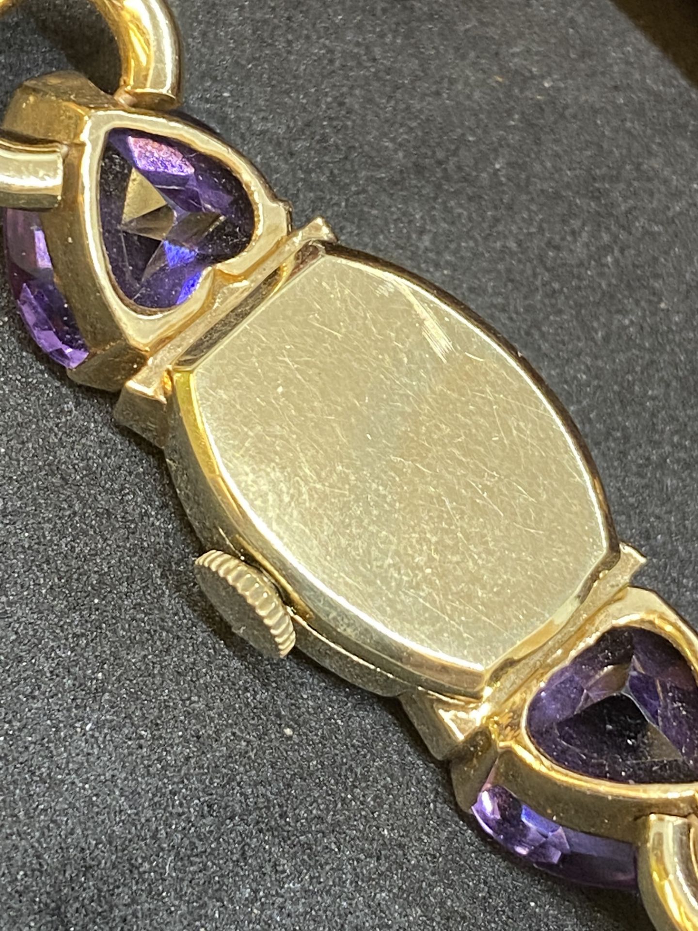 VINTAGE BOXED MOVADO GOLD DIAMOND & AMETHYST COCKTAIL WATCH - Image 9 of 13