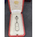 FINE RARE VINTAGE CARTIER PLATINUM DIAMOND & SAPPHIRE FOB WATCH