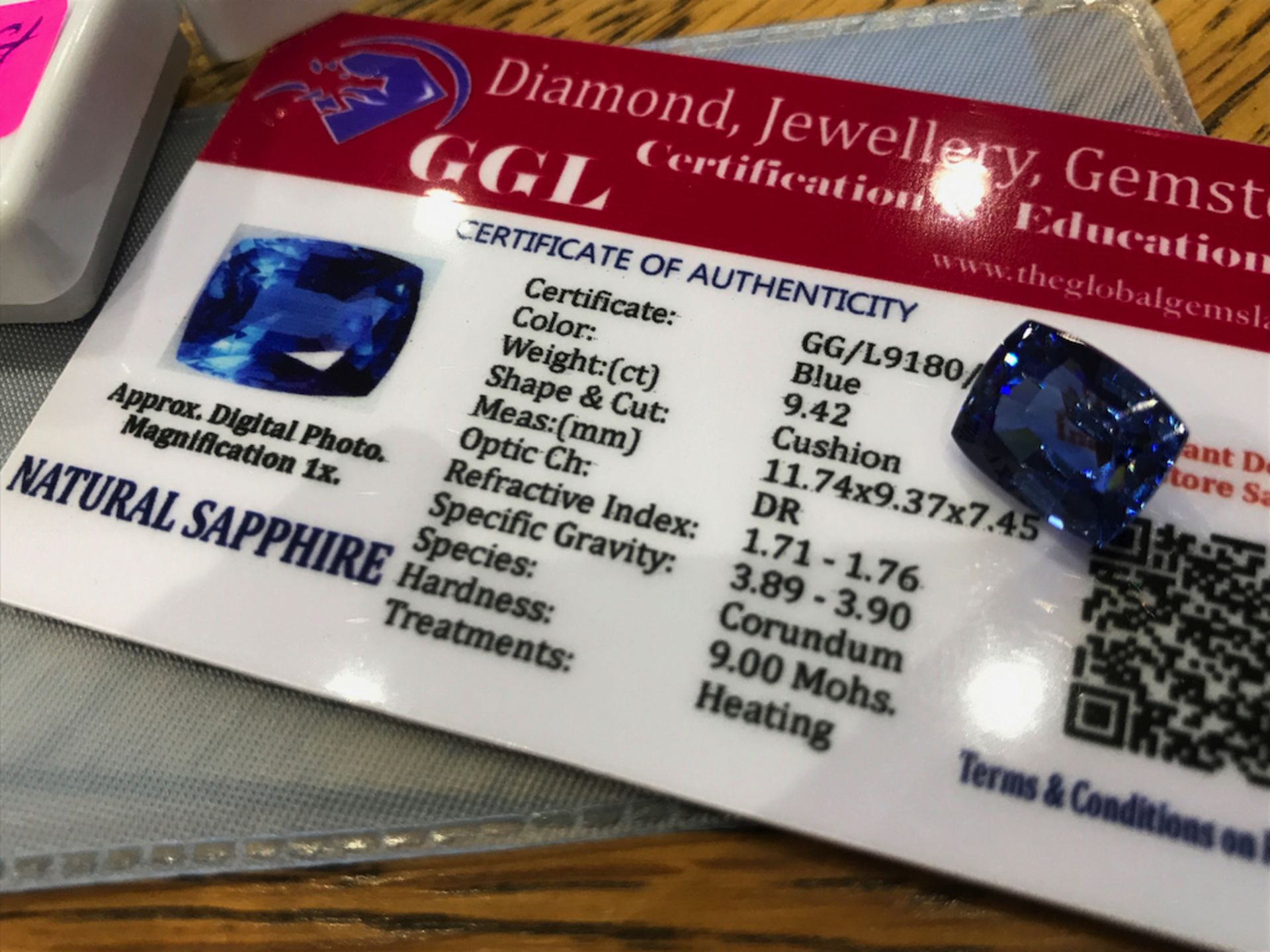 BLUE STONE WITH CARD MARKED SAPPHIRE - Image 3 of 3