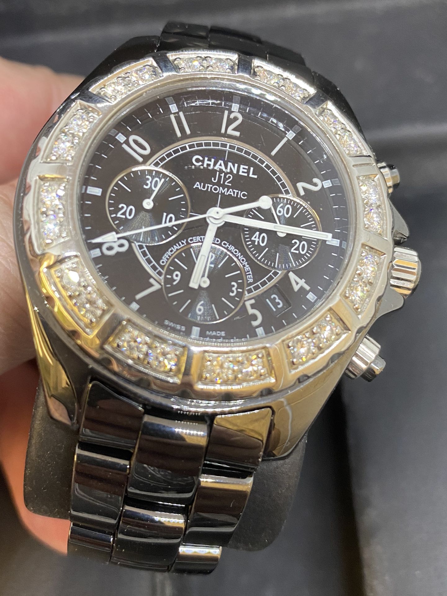 CHANEL J12 DIAMOND SET CERAMIC AUTOMATIC WATCH WITH BOX - Image 10 of 13