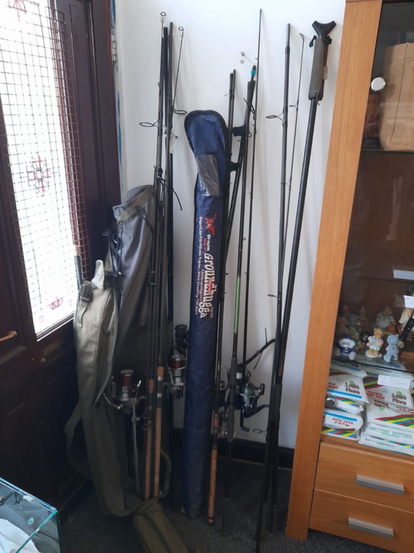 FISHING RODS WITH REELS & 2 X TENTS