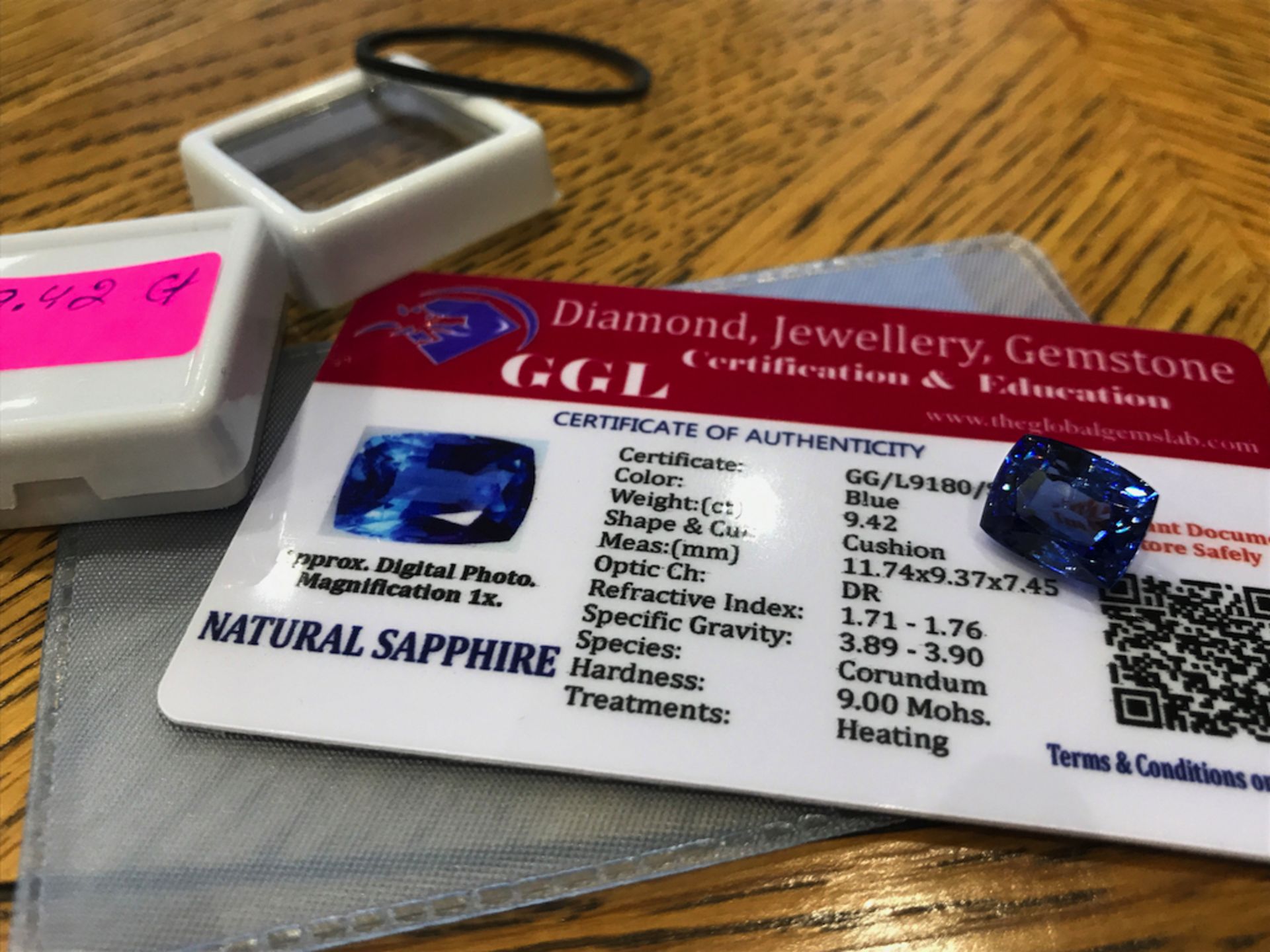 BLUE STONE WITH CARD MARKED SAPPHIRE - Image 2 of 3