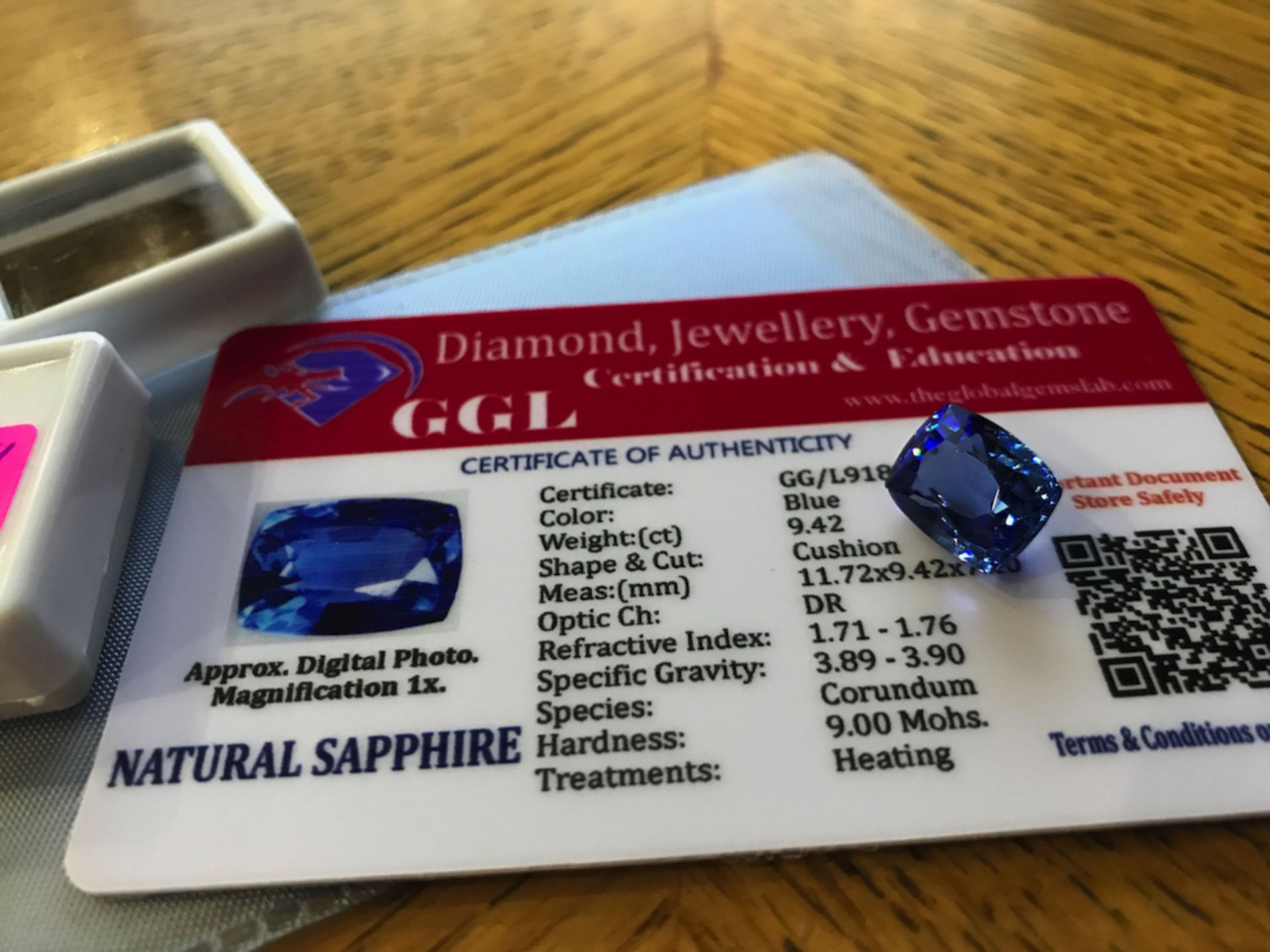 BLUE STONE WITH CARD MARKED SAPPHIRE - Image 2 of 3