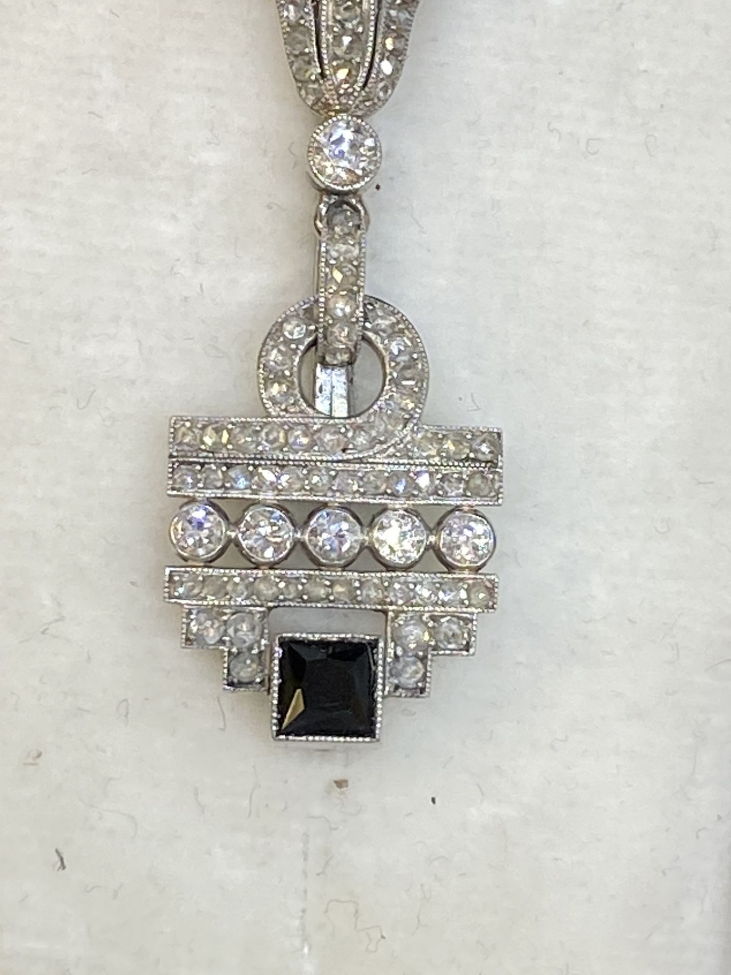 FINE RARE VINTAGE CARTIER PLATINUM DIAMOND & SAPPHIRE FOB WATCH - Image 12 of 16