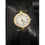 CARTIER 18ct GOLD QUARTZ WATCH WITH 18ct GOLD BUCKLE