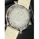 CHOPARD HAPPY SPORT FLOATING DIAMONDS STAINLESS STEEL WATCH