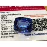 BLUE STONE WITH CARD MARKED SAPPHIRE