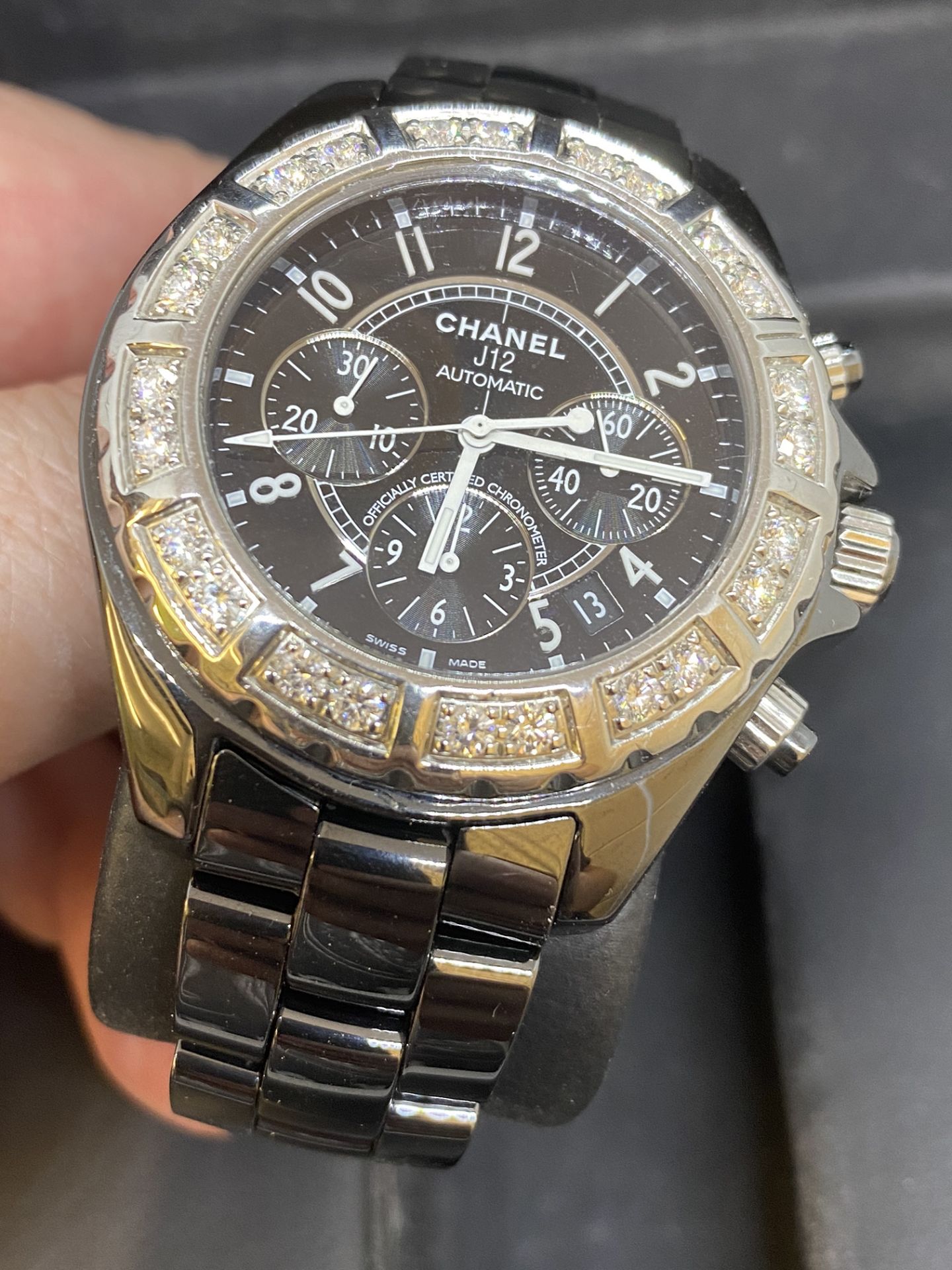 CHANEL J12 DIAMOND SET CERAMIC AUTOMATIC WATCH WITH BOX - Image 11 of 13