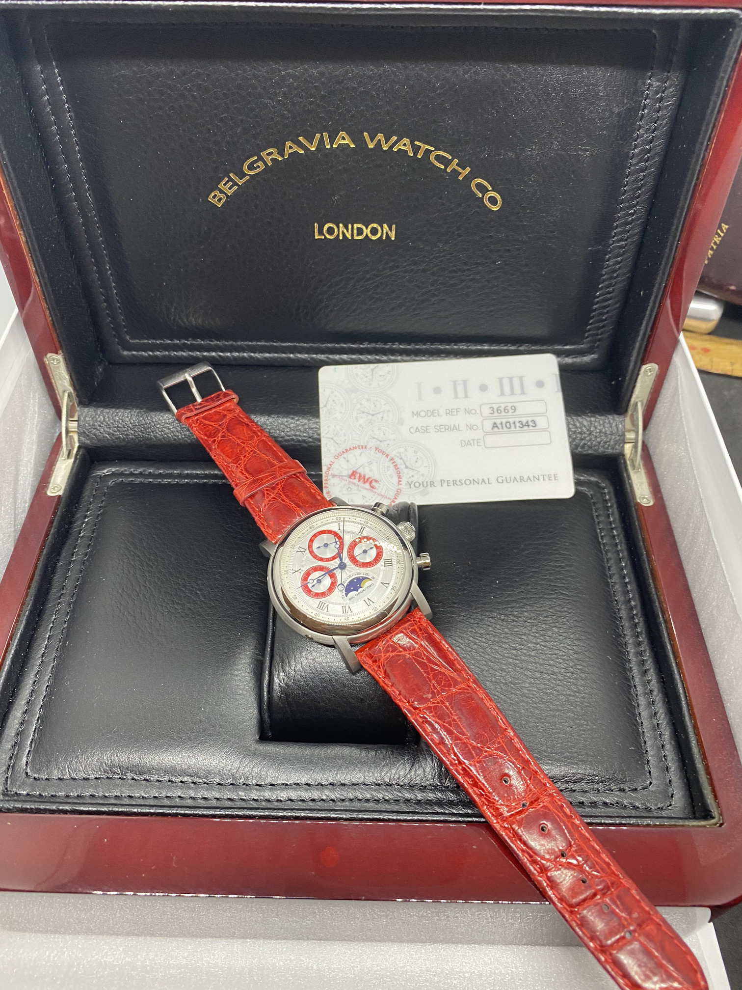 BELGRAVIA WATCH CO CHRONO WATCH BOXED WITH AUTH CARD - Image 2 of 6