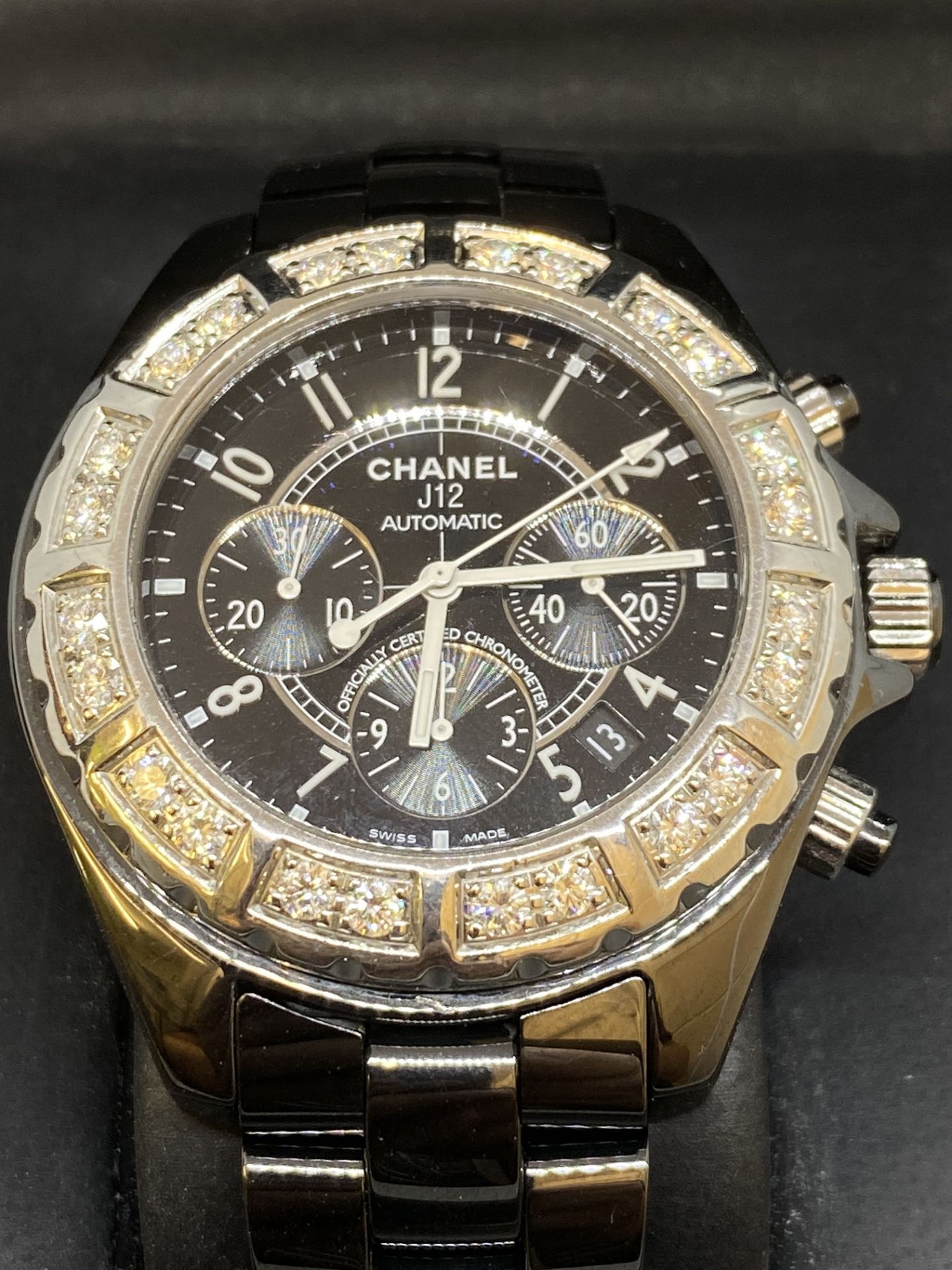 CHANEL J12 DIAMOND SET CERAMIC AUTOMATIC WATCH WITH BOX - Image 5 of 13