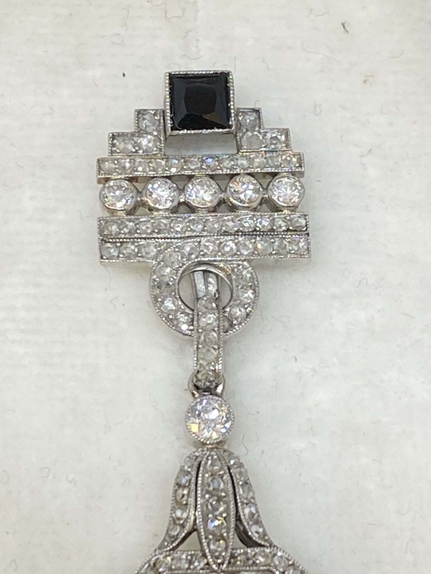 FINE RARE VINTAGE CARTIER PLATINUM DIAMOND & SAPPHIRE FOB WATCH - Image 6 of 16