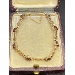 Fine 9ct Gold Garnet Set Bracelet 16.2 Grams