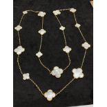 18ct WHITE GOLD MOTHER OF PEARL NECKLACE - VAN CLEEF STYLE