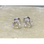 1.66ct DIAMOND SOLITAIRE EARRINGS SET IN 14ct WHITE GOLD