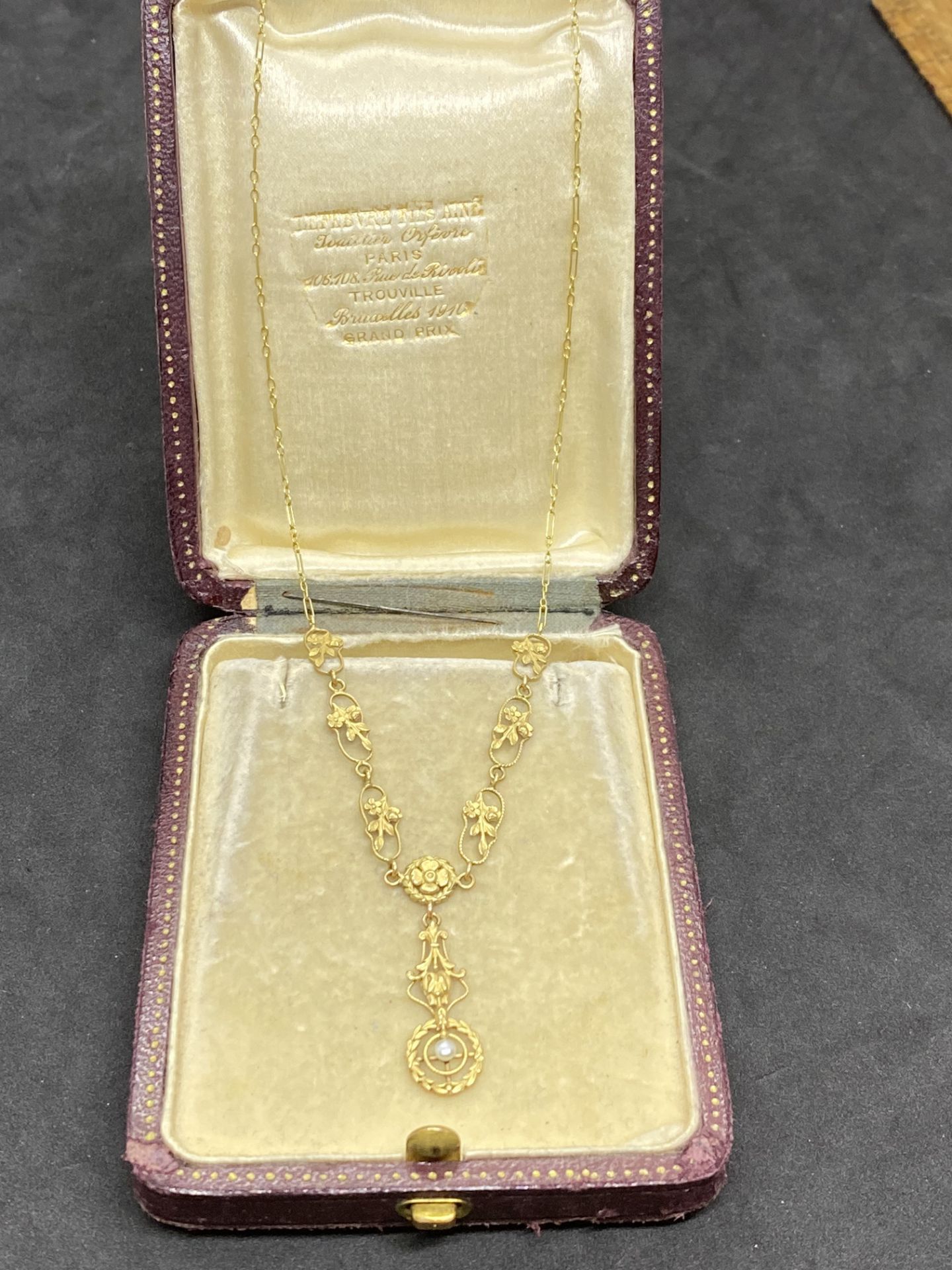 ANTIQUE FRENCH 18ct GOLD PENDANT SET WITH SEED PEARLS - Image 2 of 4