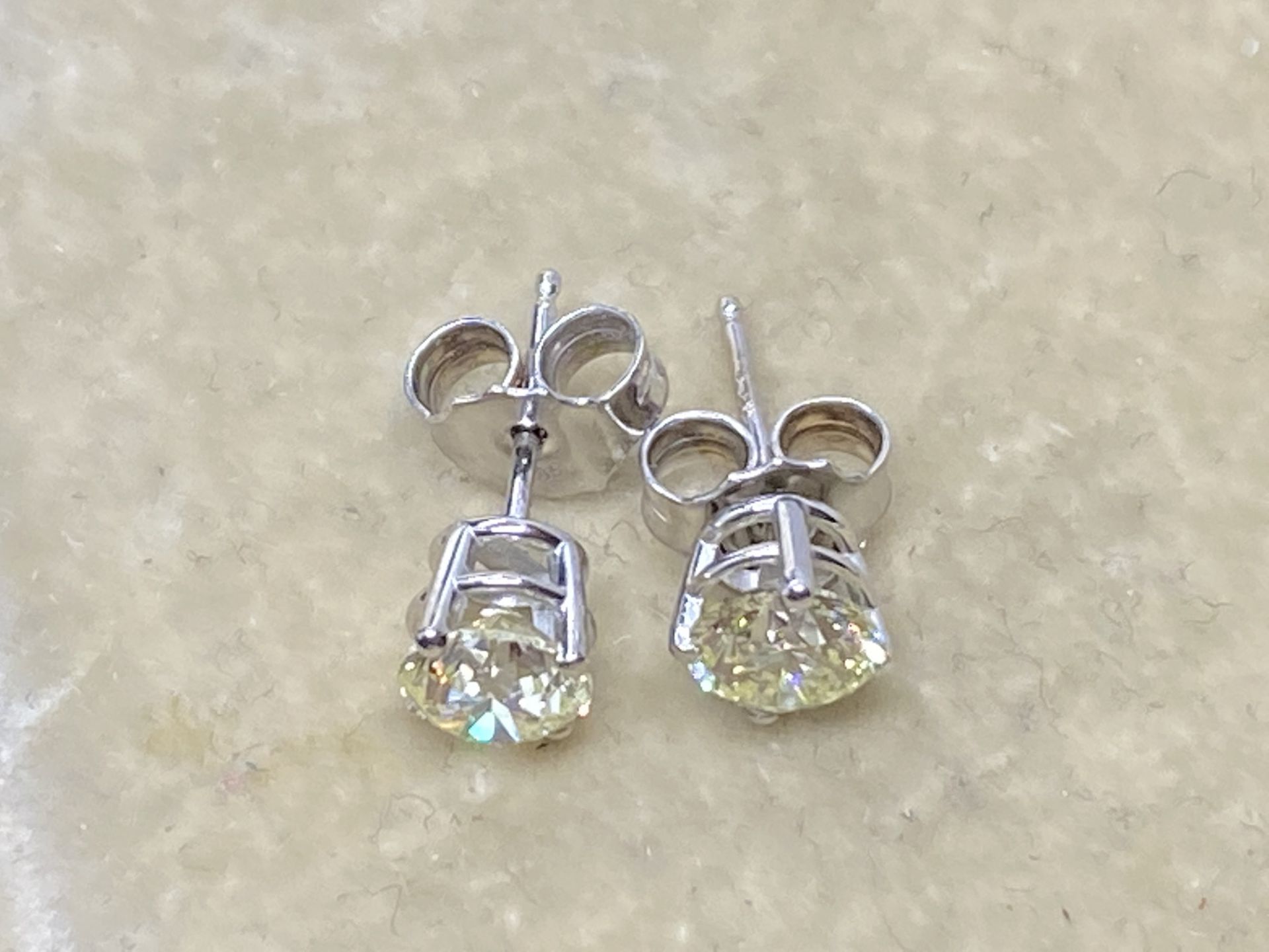 1.36ct DIAMOND SOLITAIRE EARRINGS SET IN 14ct WHITE GOLD - Image 6 of 6