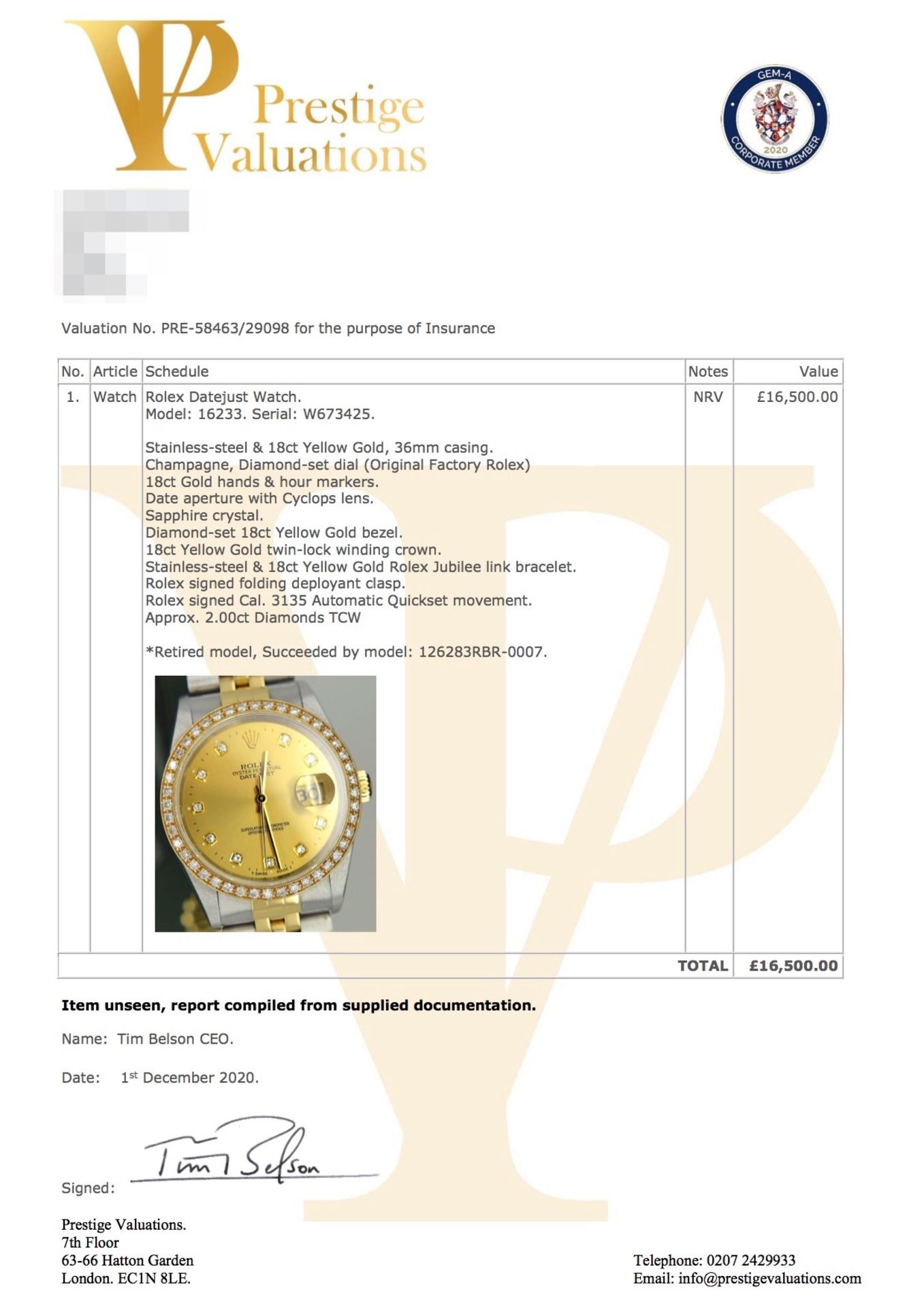 Rolex *Diamond* Datejust 36' 18ct Yellow Gold & Steel 'Jubilee' Model (£16,500 Prestige Valuation) - Image 2 of 20