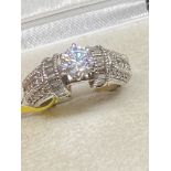 1.05ct SOLITAIRE DIAMOND + 0.92ct DIAMOND SET 18ct GOLD RING