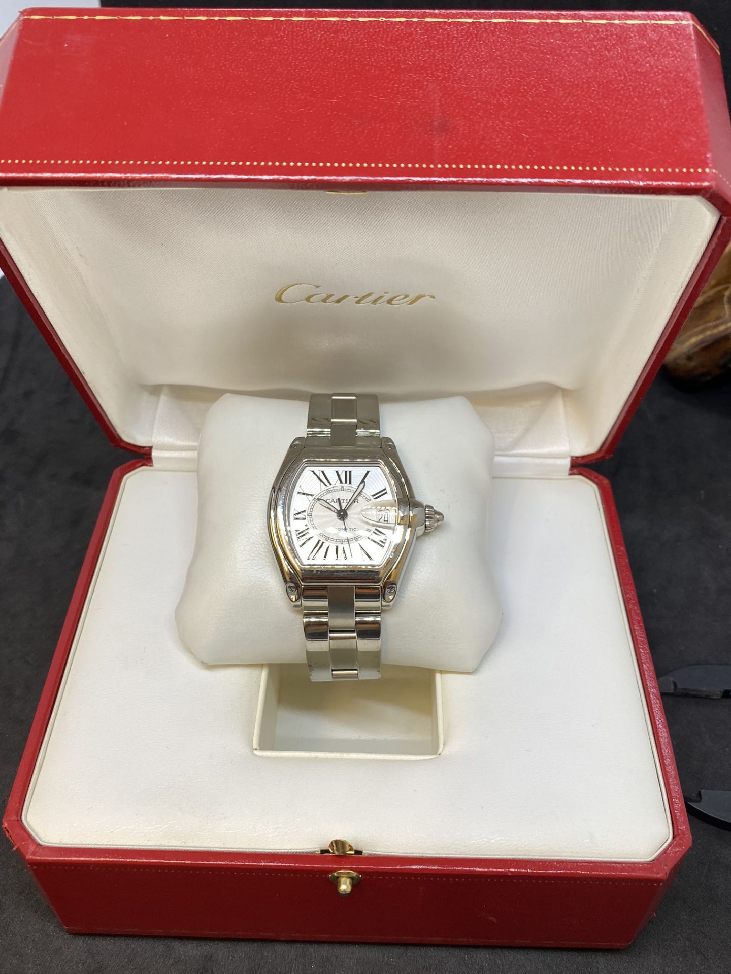 STAINLESS STEEL CARTIER ROADSTER AUTOMATIC WATCH WITH BOX