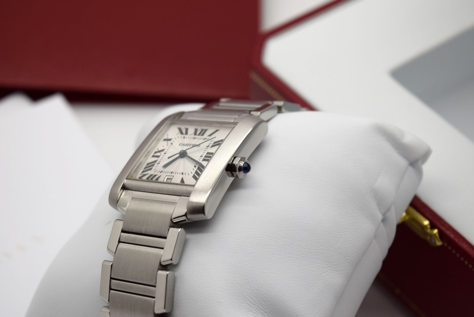 Cartier Tank (Mens Model) - 2302 / W51002Q3 - Stainless Steel - Roman Numeral Dial - Image 7 of 12