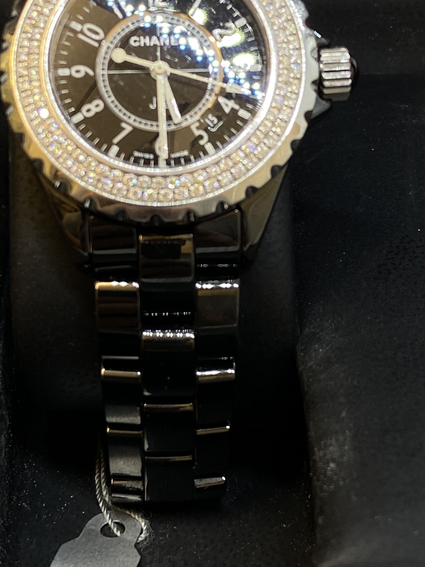 CHANEL J12 CERAMIC WATCH SET WITH DIAMOND BEZEL WITH BOX - Image 5 of 12