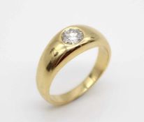 Ring made of 750 gold with one brilliant, ca. 0,58 ct, IGI certificate, internal flawless, colour