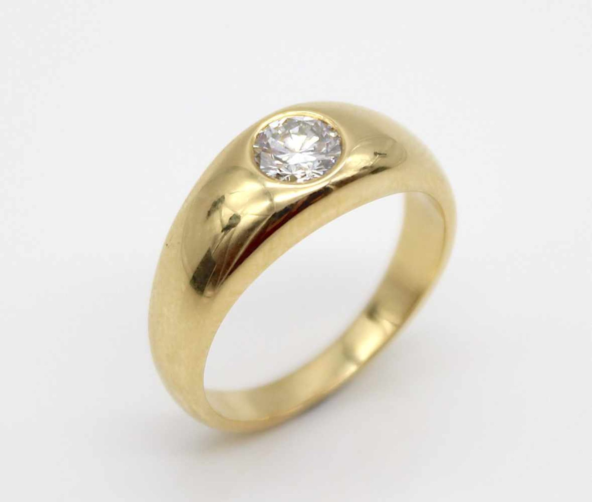 Ring made of 750 gold with one brilliant, ca. 0,58 ct, IGI certificate, internal flawless, colour