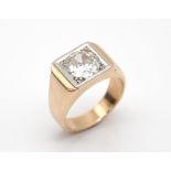 Ring aus 585er Gold mit Platin mit einem Brillanten, ca. 2 ct, P1, Farbe I - J. Gewicht: 11,2 g,