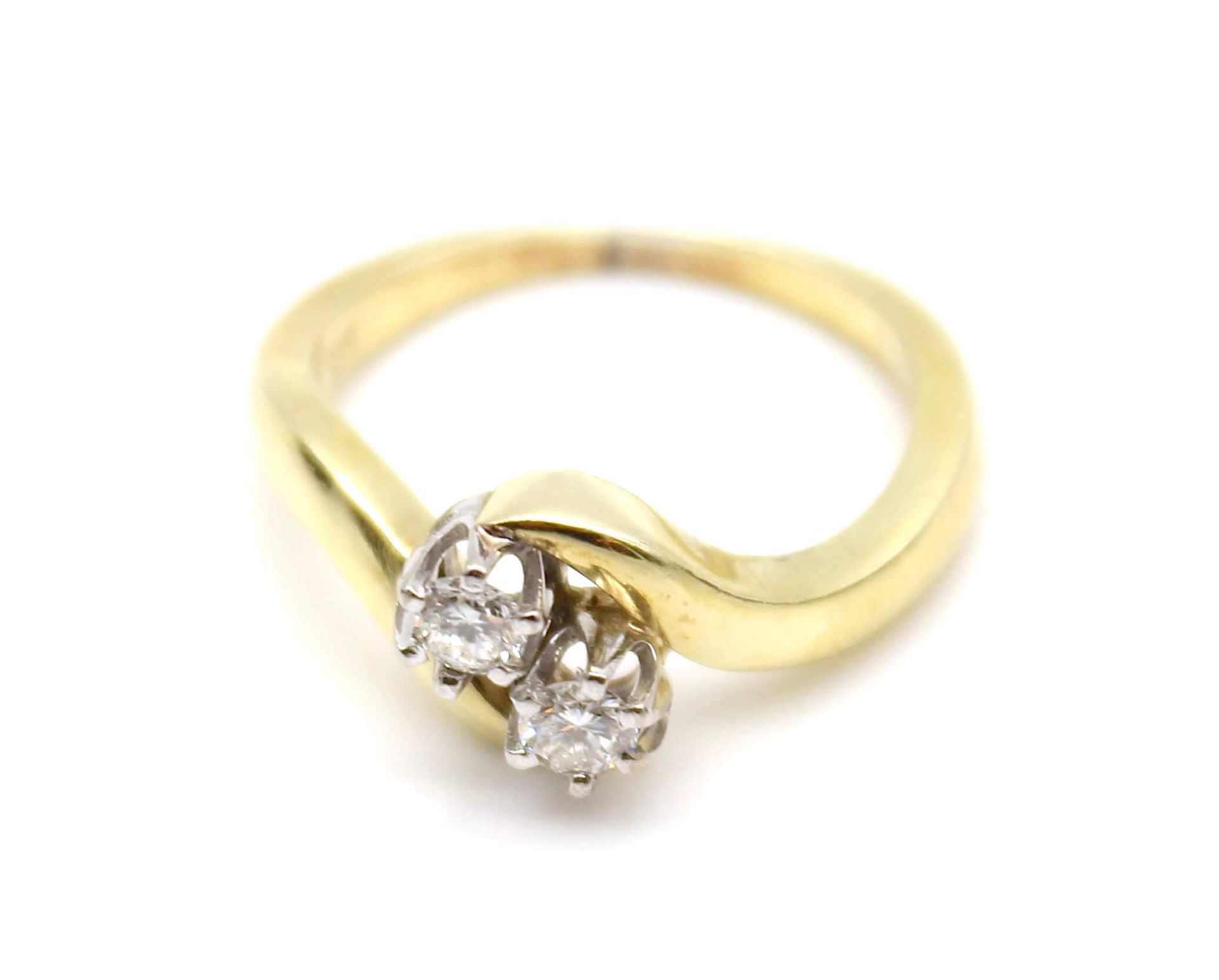 Ring aus 585er Gold mit 2 Brillanten, gesamt ca. 0,25 ct mit einer hohen Reinheit und mittlerem - Image 2 of 2
