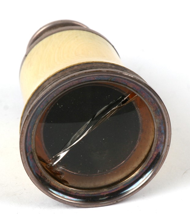 A 19th century silver and ivory single draw monocular, complete with original tapered case, 7.7cm (3 - Image 2 of 2