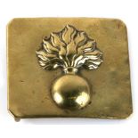 A circa 1860 French Grenadier pressed brass belt buckle. Indistinct makers name to the reverse.